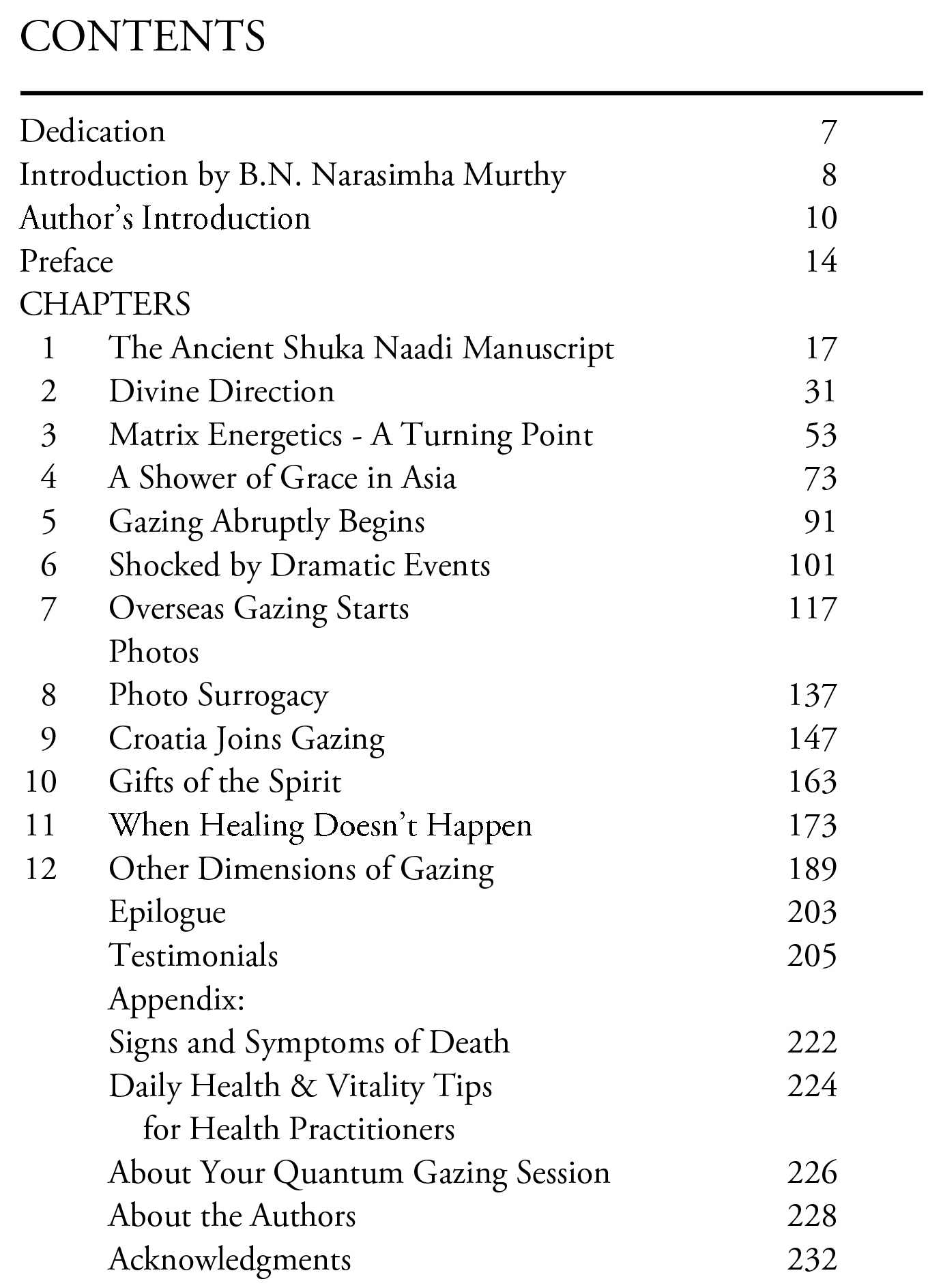 Quantum Gazing Book Contents